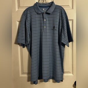 fg tech golf polo Men’s Short Sleeve Striped Blue W/Embroidered “chileno Bay” Xl